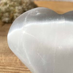 white selenite heart