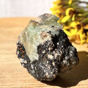 natural green emerald with black tourmaline