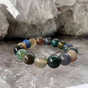 mixed agate bracelet made with 12 mm beads on elastic