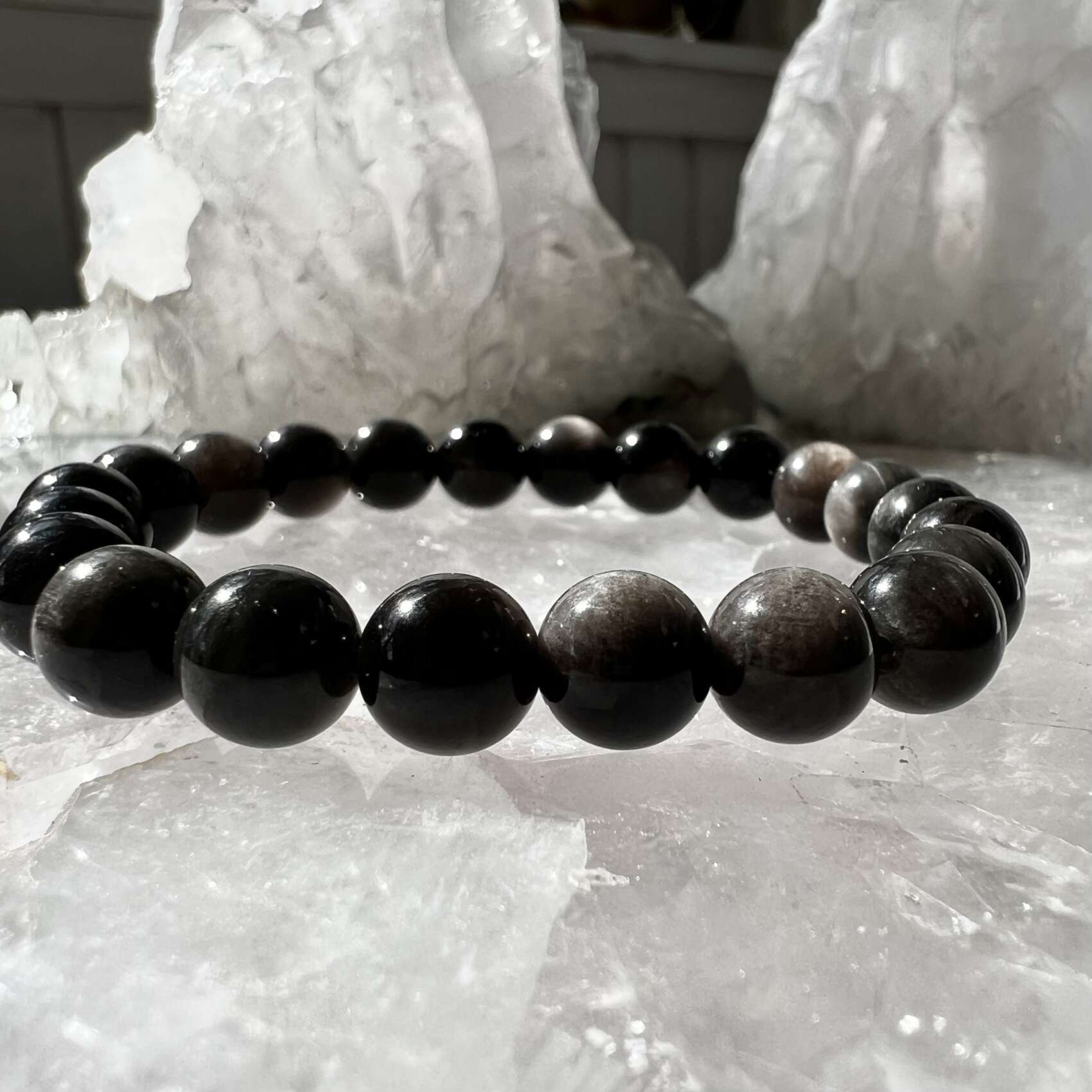 Silver shop obsidian bracelet