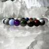 mixed crystal bead bracelet with blue lace agate, amethyst, rose quartz, obsidian, mookaite, amazonite, kambaba jasper, shell jasper and sodalite 8 mm beads