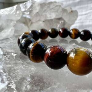 golden, red and blue tiger eye bracelet