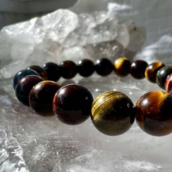 golden, red and blue tiger eye bracelet