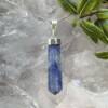 blue quartz pendant with eight facets dumortierite mineral in crystal