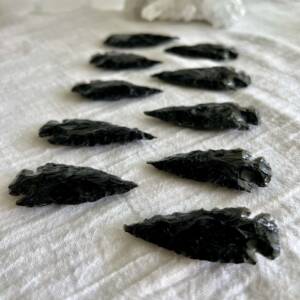 black obsidian arrowhead handmade from natural volcanic glass