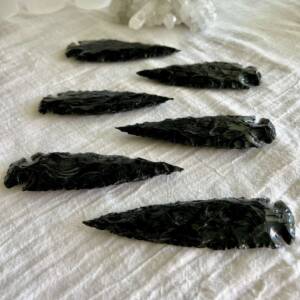 handmade black obsidian arrowhead from natural volcanic glass NZ online crystal shop