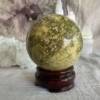 serpentine sphere green crystal ball wooden stand sold separately