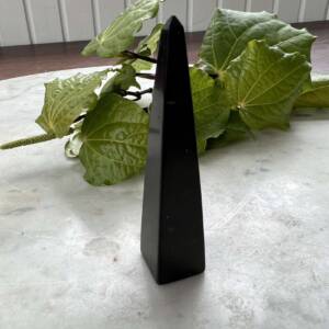 shungite obelisk natural black mineral shaped to a tapered monolith