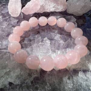 Rose quartz bracelet made with natural pink crystal 12mm beads