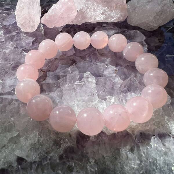 Rose quartz bracelet made with natural pink crystal 12mm beads