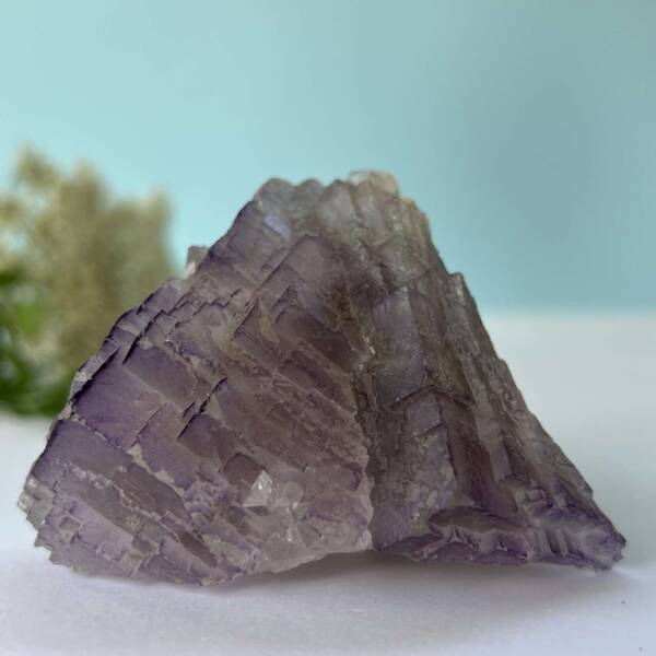 natural purple fluorite cubic crystal cluster