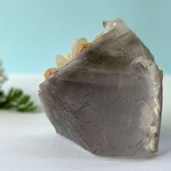 natural purple fluorite with dog tooth calcite