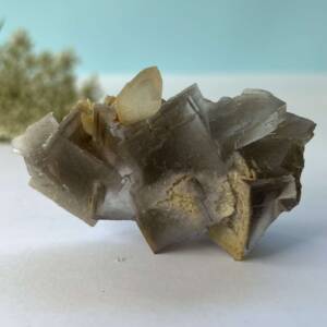 natural purple fluorite with dog tooth calcite