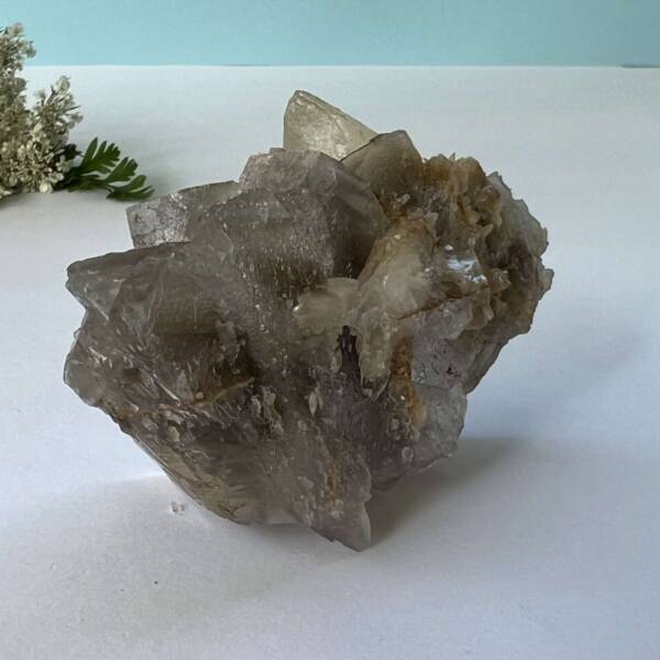 natural purple fluorite with dog tooth calcite