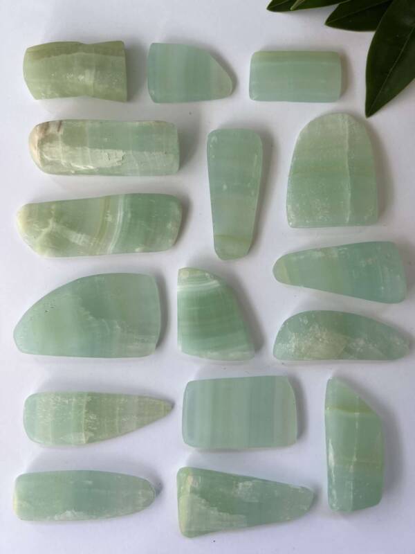 part polished pistachio calcite natural mineral specimens