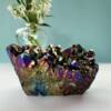 rainbow aura quartz cluster multicoloured titanium coated rock quartz cluster