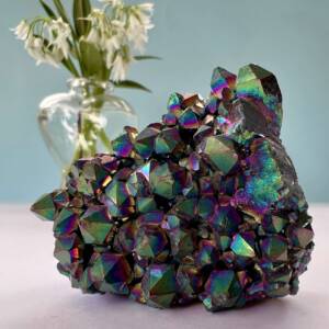 rainbow aura quartz cluster