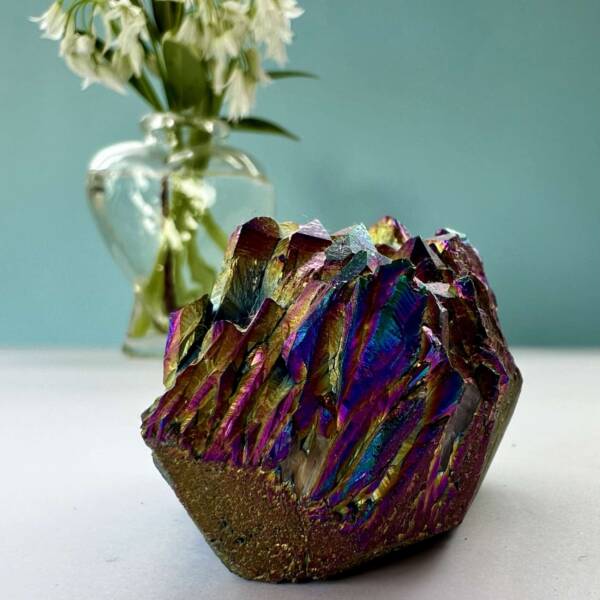 rainbow aura quartz cluster