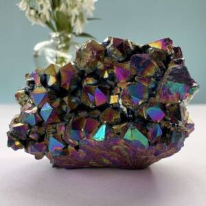 rainbow aura quartz cluster