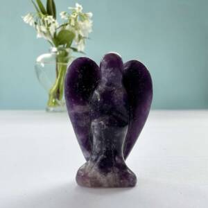 purple lepidolite angel crystal home decor