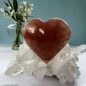 rose calcite heart