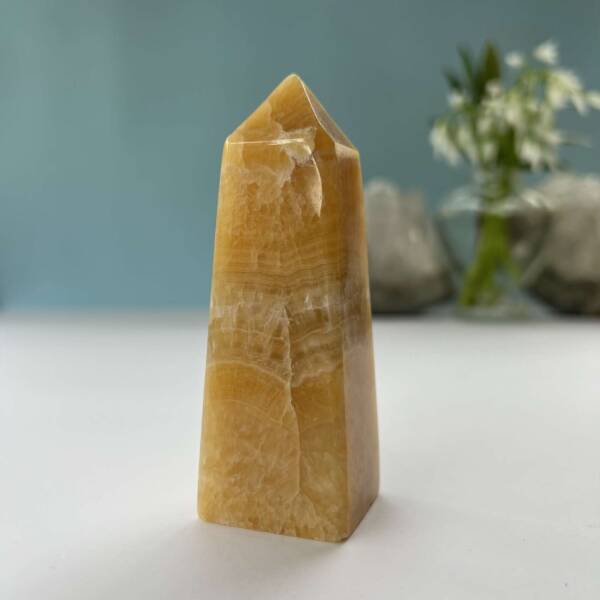 orange calcite obelisk