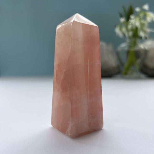 rose calcite obelisk