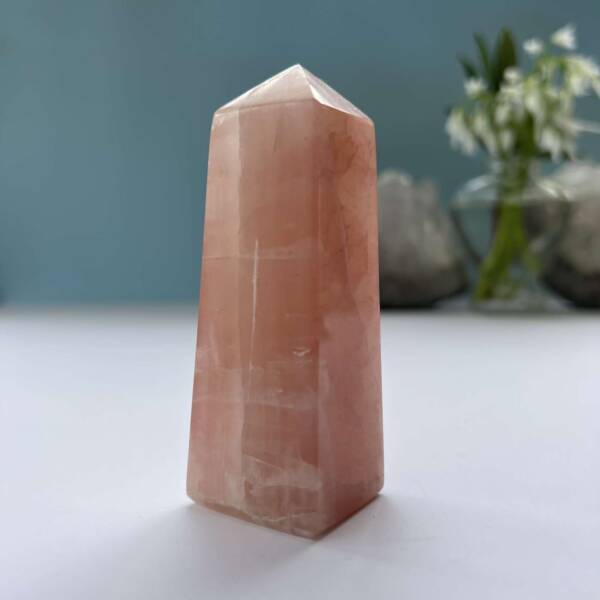 rose calcite obelisk