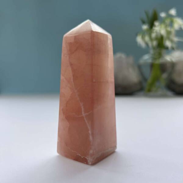 rose calcite crystal obelisk