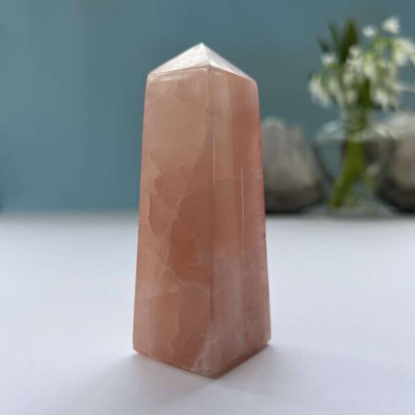 rose calcite obelisk