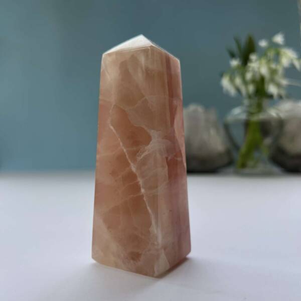 rose calcite obelisk