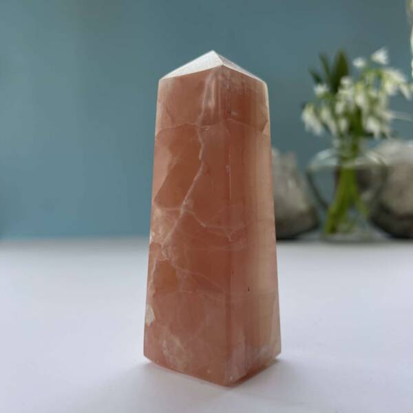 rose calcite obelisk