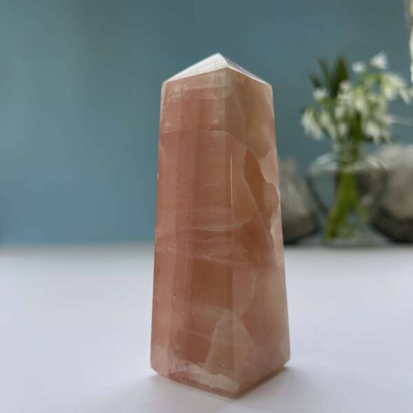 rose calcite obelisk