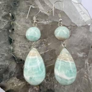 caribbean calcite earrings cabochons blue aragonite