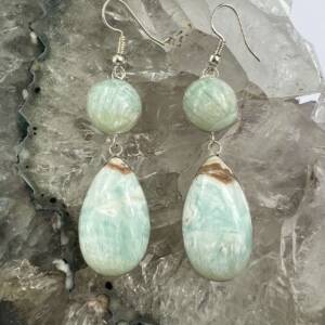 Caribbean calcite earrings blue aragonite brown calcite crystal gems