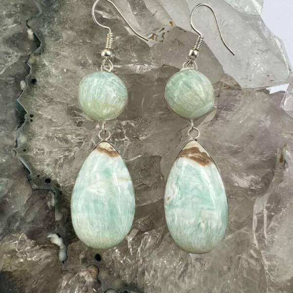 Caribbean calcite earrings blue aragonite brown calcite crystal gems