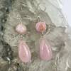 Pink aragonite earrings cabochons natural pink crystal