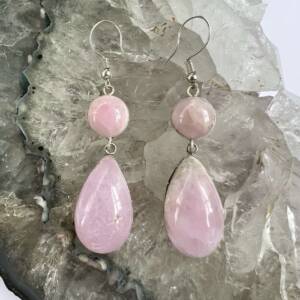 Pink aragonite earrings natural pink mineral cabochons