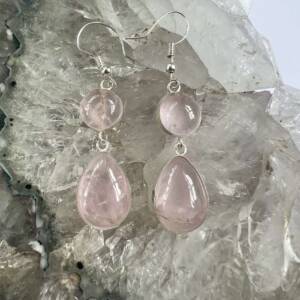rose quartz earrings handmade gem quality rose quartz crystal