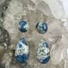 K2 earrings handmade azurite and granite cabochons