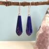 lapis lazuli earrings hand made drop shape to a soft point