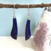 natural lapis lazuli earrings polished and shaped by hand