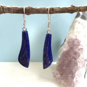 natural lapis lazuli earrings polished and shaped by hand