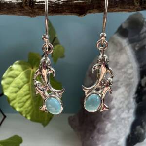 larimar and silver dolphin earrings