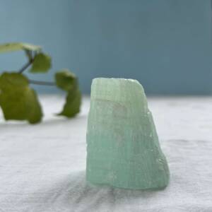 natural pistachio calcite translucent green banded crystal