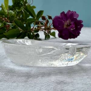 clear quartz moon dish handmade crystal bowl