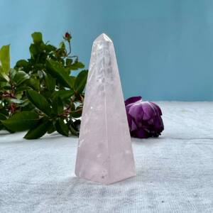 rose quartz obelisk pink crystal sacred object