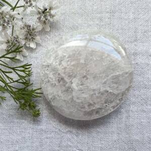 crackled clear quartz palmstone crystal