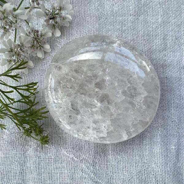 crackled clear quartz palmstone