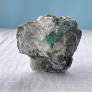 natural emerald in matrix bedrock green beryl crystal precious gemstone